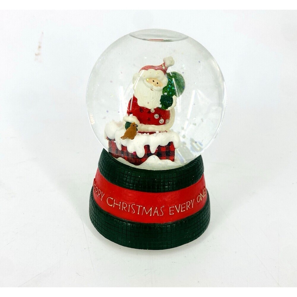 Vintage Hallmark Santa Snow Globe Music Box We Wish You Merry Christmas Decor